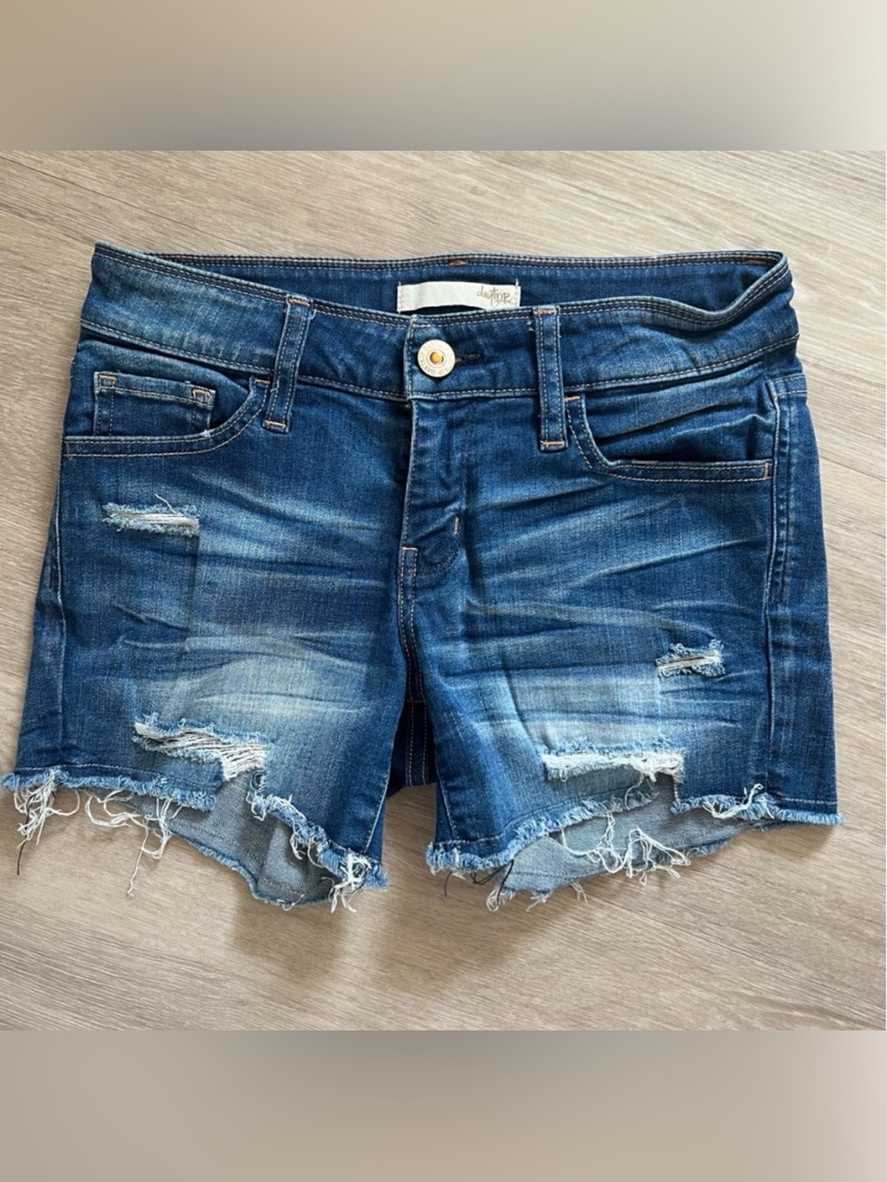 Daytrip Faded Distressed Denim Shorts - Blue